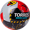 Мяч футб. TORRES Junior-5 Super, F323305, р.5, ПУ,4сл,12 п,гибрид.сш,крас-чёрн-сер